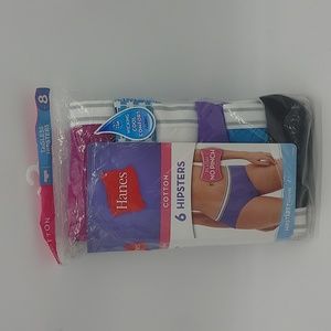 Hanes 6 pack Cotton Tagless Hipsters Women's Underwear Size 8